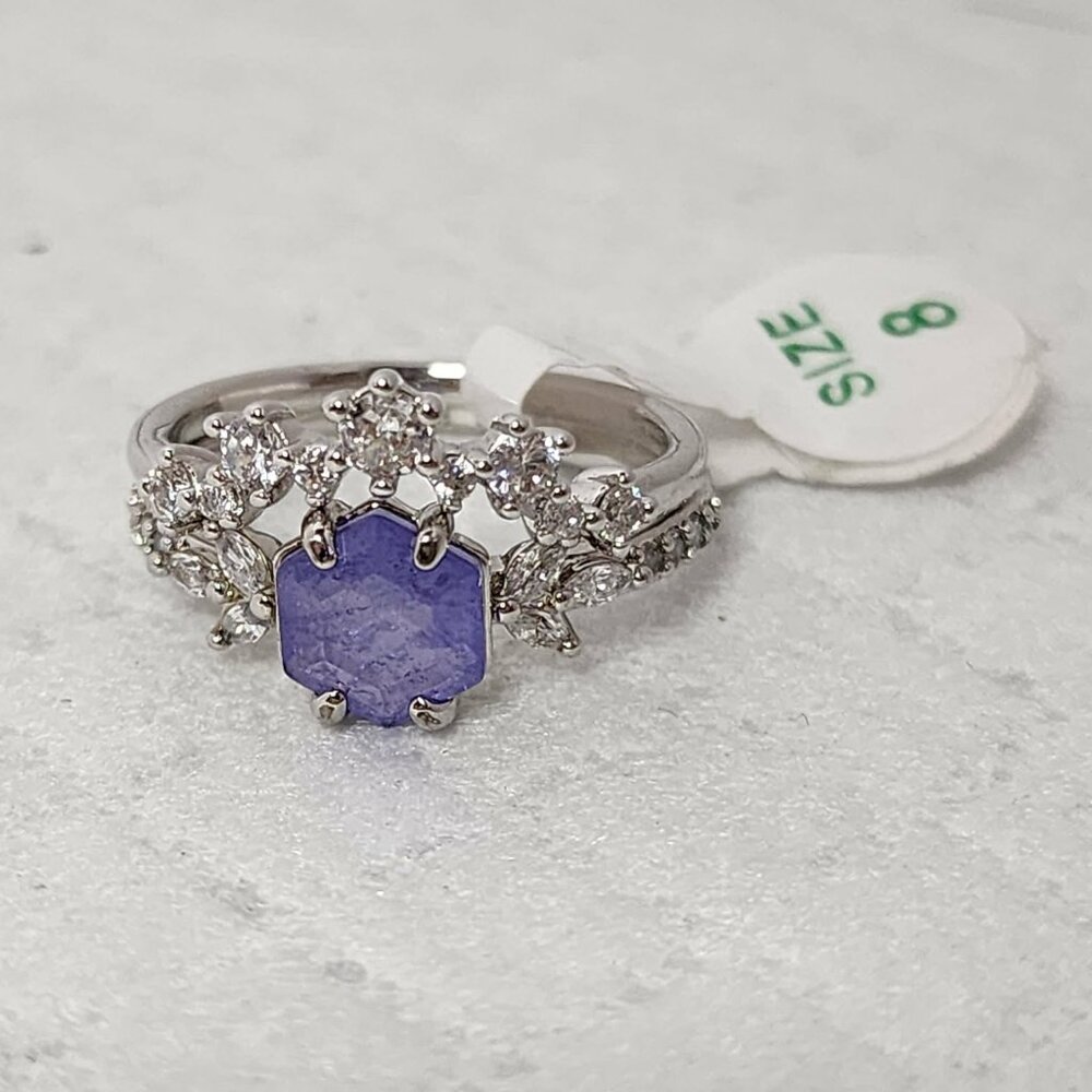 Bomb Party Ring Lavender Fluorite with Quartz Size 8